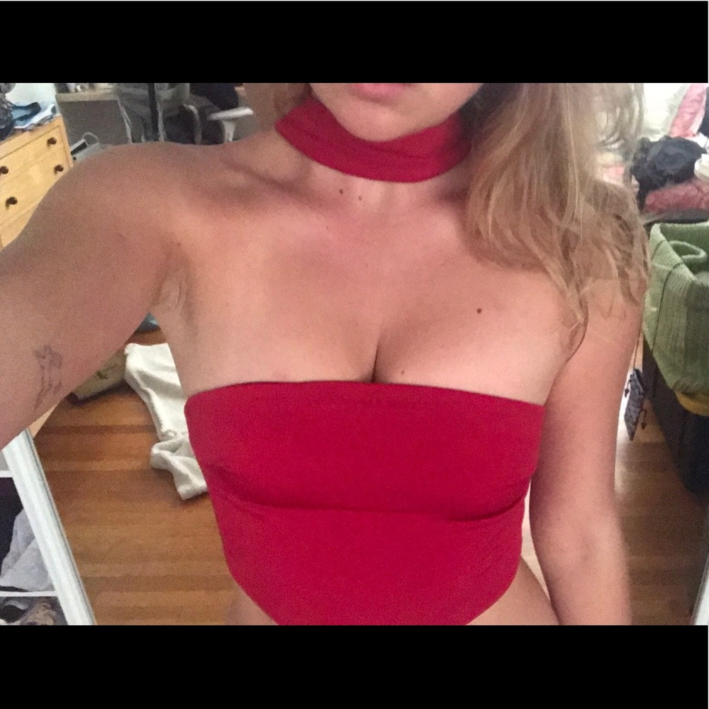 LF Red Choker Tube Top